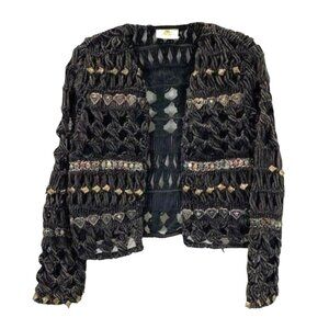 Sandy Starkman Vtg 1980s 80s Women’s Black Knitted & Embellished Jacket, Size L